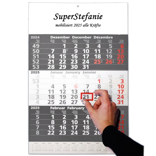 3-Monatskalender 2025 SuperName mobilsiert 2025 alle Kräfte Kalender mit Name